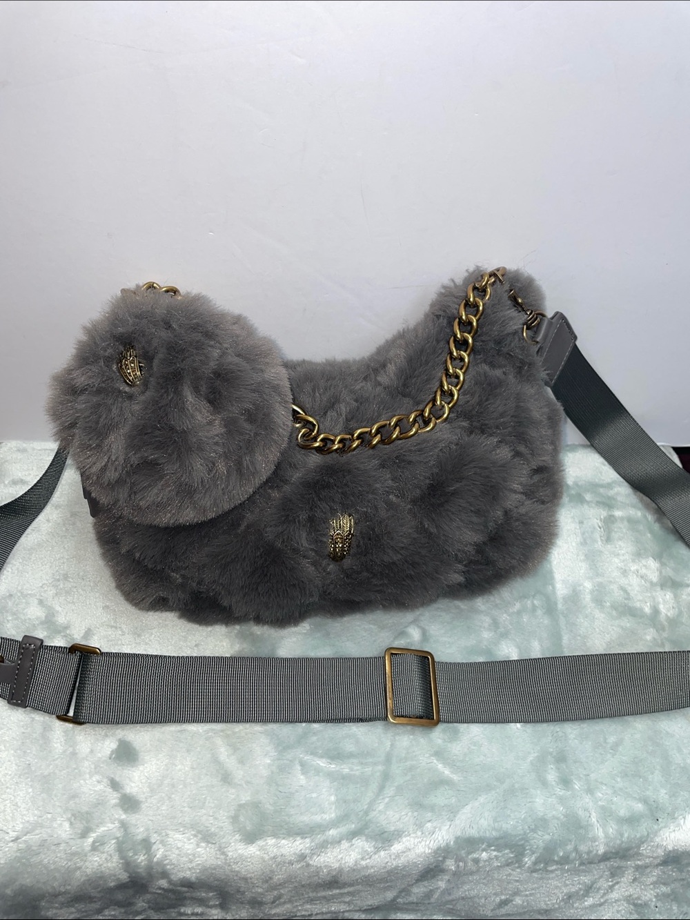 Kurt Geiger Quilted Faux Fur Crossbody/Shoulder Bag